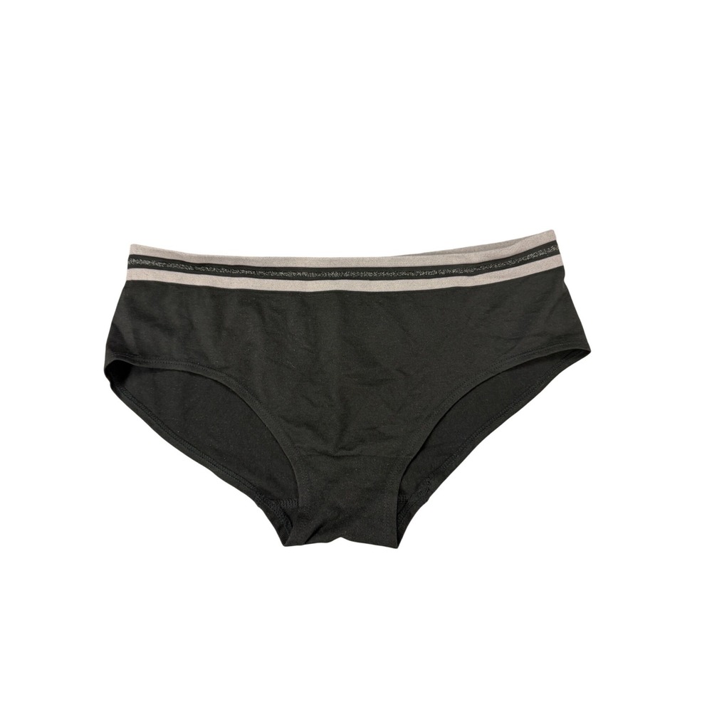 Victorias Secret Hiphugger Hipster Panties Black Striped Glitter Waistband XL